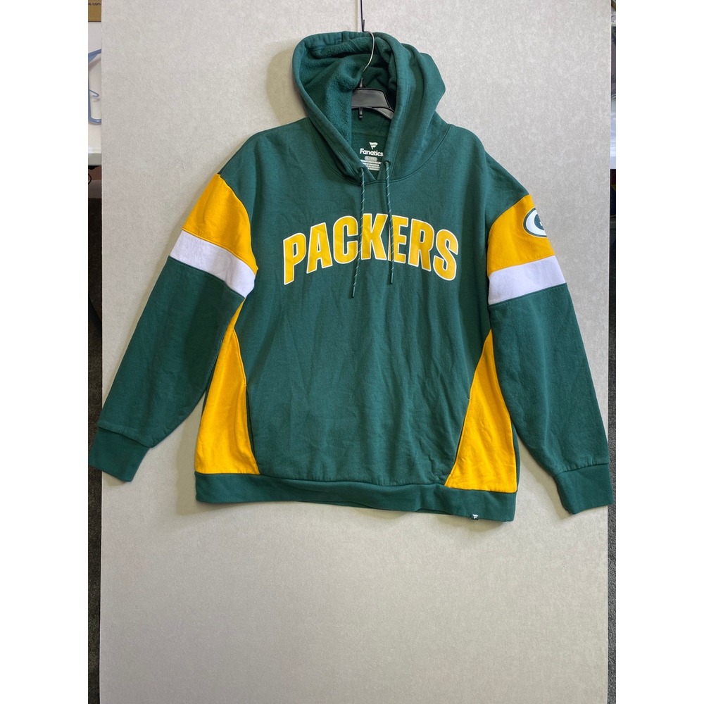 Fanatics Green Bay Packers NFL Womens XL Hoodie Green Gold Colorblock Pullover